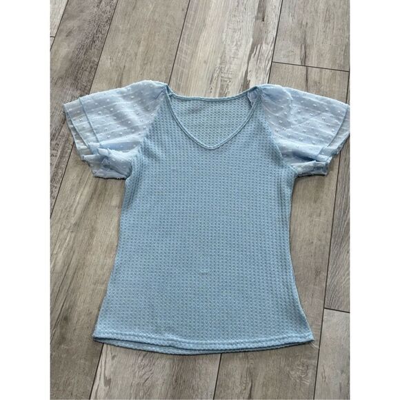 SHEIN pink and blue waffle blouse bundle size S - Picture 2 of 12